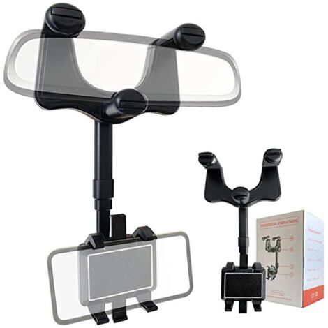 Support téléphone voiture rétroviseur support GPS rotatif 360° support pour téléphone portable fixation rétroviseur support GPS voiture orientable support smartphone rétroviseur. (1/4)