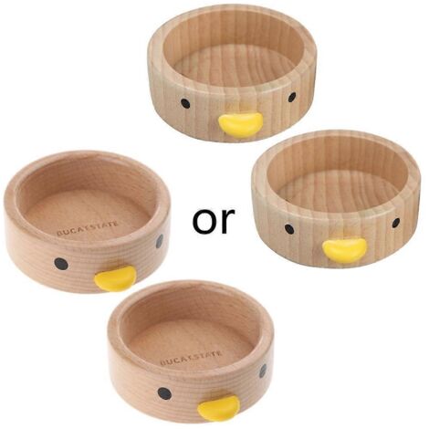 Lot de 2 Bols en Bois pour Hamster, Surface Lisse Anti-bascule, Mangeoire Mignonne (1/4)