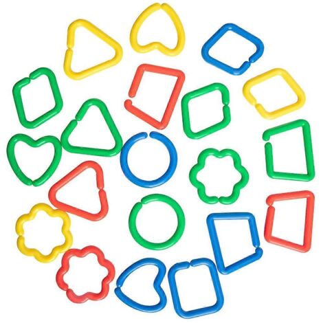 Jouet pour oiseaux en chaîne plastique arc-en-ciel, maillons interchangeables avec crochets clipsables. (1/4)