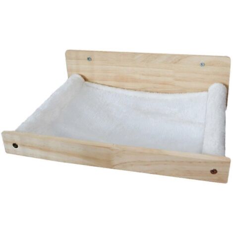 1. Chat suspendu mural en bois, hamac pour chat avec étagère, cage à chat design moderne, support mural pour repos félin. (1/4)