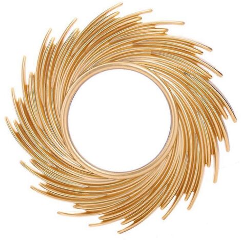 Miroir mural rond en rotin décoratif, miroir de maquillage pour salle de bain, décoration murale innovante en forme de soleil, art mural design. (1/4)