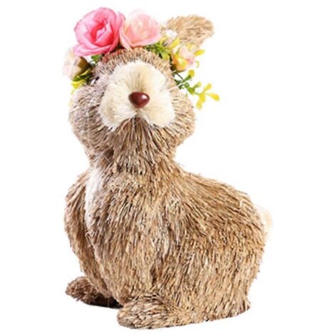 Lapin de Pâques herbe cadeau miniatures statue décoration fenêtre bureau accessoire, figurine décorative de Pâques pour étagère et présentoir. (1/4)
