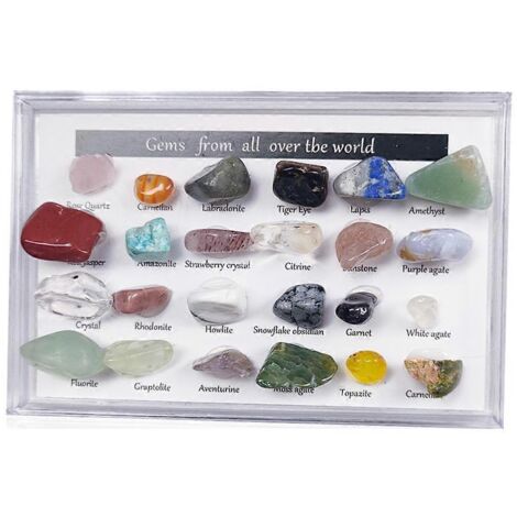 24 pierres de guérison en cristaux de chakra, gemmes colorées, spécimens de minerai poli, fournitures pédagogiques géologiques (1/4)