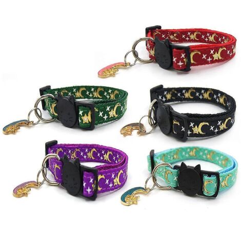 Collier chien chat forme étoile lune avec pendentif étoile lune, collier animal ajustable, accessoire élégant pour petit chien et chat. (1/4)