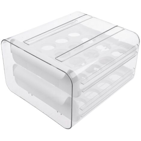 Egg Storage Box 32 Compartment Refrigerator Rack Double Drawer Kitchen Organizer (1/4)