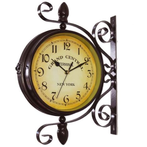 Nouvelle horloge murale vintage de style européen, innovante et tendance, double face, design rétro moderne, décoration intérieure élégante. (1/4)