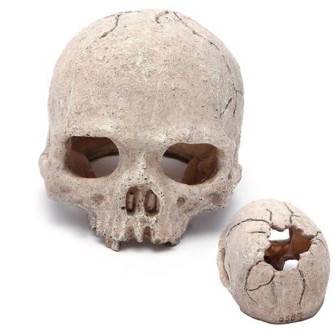 Décoration d'aquarium effrayante en résine, cachette crâne pour poissons et animaux aquatiques, accessoire original pour aquarium. (1/4)
