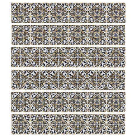 6Pcs stickers muraux motifs fleurs, décoration sol carrelage escalier, mural waterproof art mural papier peint maison, autocollants adhésifs fleuris résistants eau. (1/4)