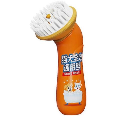 Brosse de bain pour chien et chat avec distributeur de savon, peigne de massage pour poils longs et courts, nettoyage doux et efficace. (1/4)