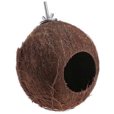 Coconut Bird Nest Hut Small Animals House Cage Habitats Decor Easy to Install (1/4)