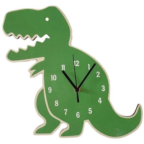 Horloge murale intérieure dinosaure cartoon, réveil décoratif pour salon, chambre, maison, design amusant, cadran silencieux, facile à lire. (1/4)
