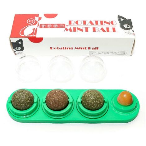 4 Jouets Muraux à Cataire Comestibles pour Chat - Lot de 4, Jouet Tournissant Sain et Sûr à Lécher pour Chaton (1/4)
