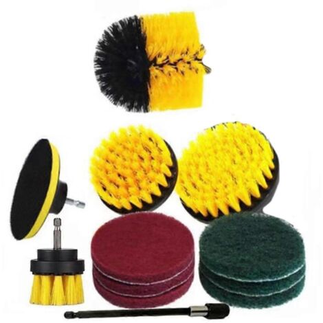 12 pièces lot brosses pour perceuse électrique, kit de nettoyage puissant avec tampons récurateurs, accessoires de nettoyage pour perceuse. (1/4)