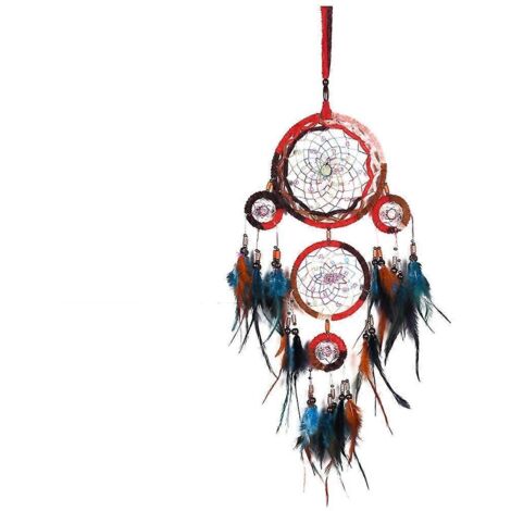 Voici une proposition de titre en français, respectant la limite de 190 caractères :
Attrape-rêve à plumes double couche, pendentif à 5 anneaux pour décoration chambre et maison, porte-bonheur artisa (1/4)