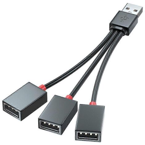 HUB USB 3 Ports Type-C Adaptateur 3 en 1 avec Câble Séparateur - Tête Droite (1/4)