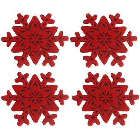 4 pièces Sous-verres Noël en Feutrine Flocons de Neige Décor de Table