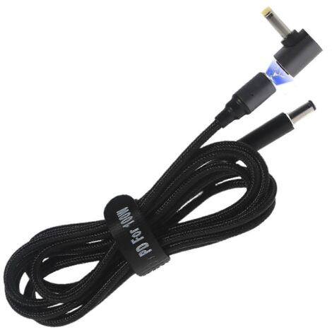 Câble d'alimentation magnétique 1,8 m pour ordinateur portable Lenovo Ideapad - Connecteur DC 5,5x2,1mm vers 4,0x1,7mm - Jaune (1/4)
