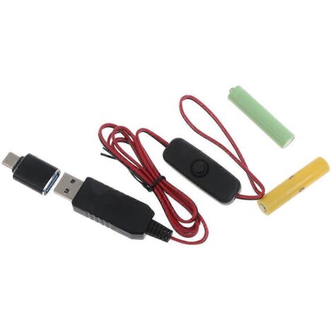 Câble d'alimentation Type-C/USB vers 3V pour piles LR03/AM4/AAA avec interrupteur - Batterie factice (1/4)