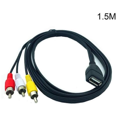 Câble USB vers 3 RCA Femelle USB A à Mâle 3 RCA pour Vidéo Audio Composite - 1,5 mètre (1/4)