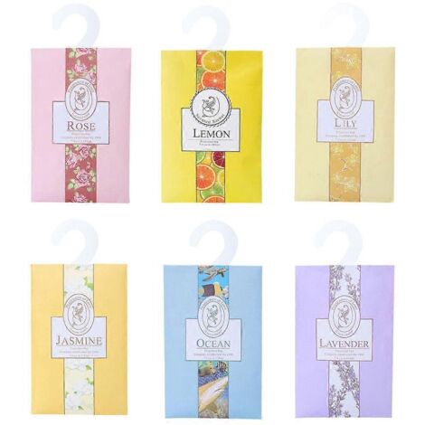 Lot de 6 sachets parfumés anti-moisissure pour armoire, voiture et placard (1/4)