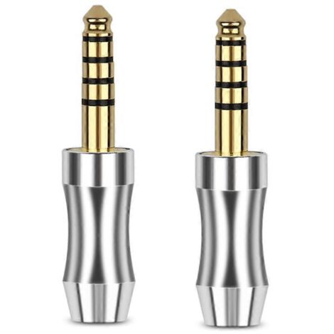 2 Pièces Adaptateur Jack 5 Pôles Stéréo pour Casque, Connecteur Doré 4.4mm (1/4)