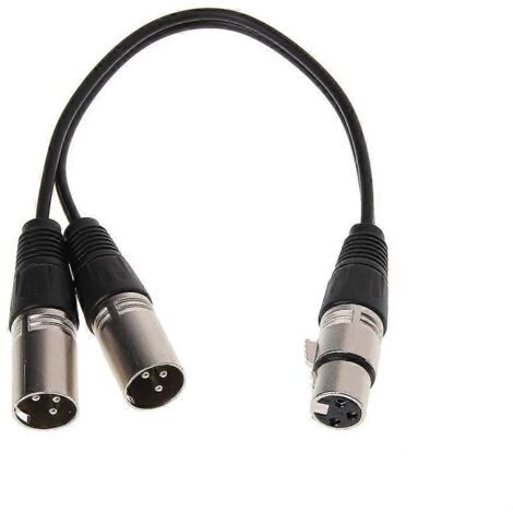 Câble diviseur Y XLR mâle 3 broches vers double XLR femelle pour microphone - 0,3 m (1/4)