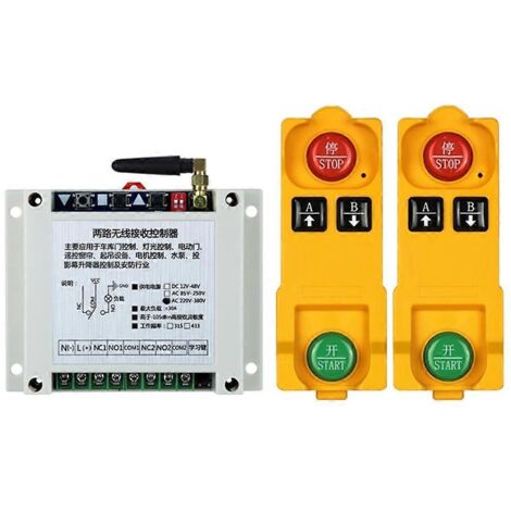 Télécommande industrielle RF 315/433MHz 2 canaux AC220-380V - Interrupteur sans fil à double télécommande - 315MHz
