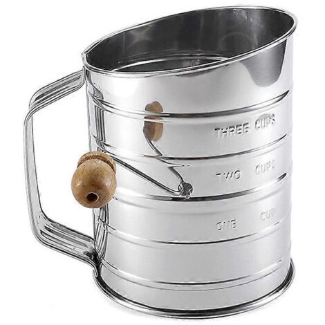 Tamiseur Mécanique en Acier Inoxydable avec Échelle pour Farine et Sucre Glace, Accessoire de Pâtisserie (1/4)