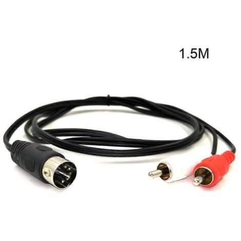 Câble convertisseur DIN 5 broches mâle vers 2 RCA mâle pour vidéo et audio TV - 1,5 mètre (1/4)