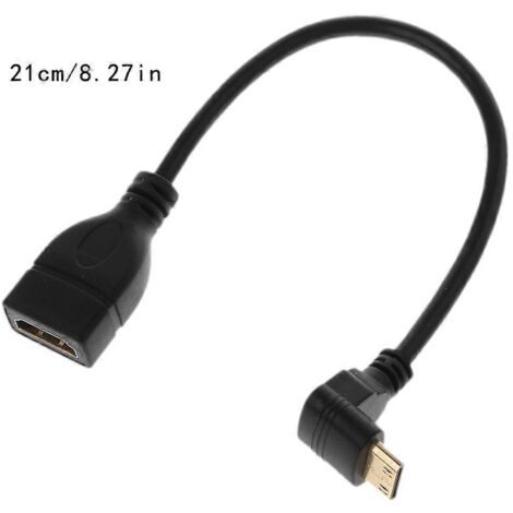 Mini USB HDMI Mâle à HDMI Femelle 90 Degrés - Coudé Vers le Bas (1/4)