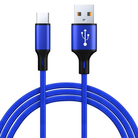 Câble USB Type-C de Charge et Synchronisation pour Smartphone et Tablette - 2 mètres - Bleu (1/4)