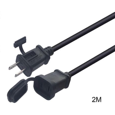 Câble d'extension électrique 2 prises US, 2 mètres, cordon d'alimentation 1-15P (1/4)