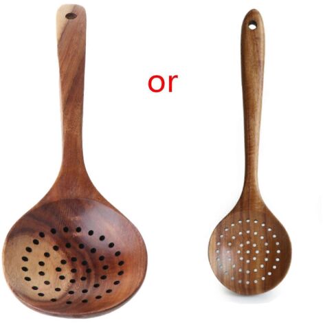 Spatule en Bois Massif pour Cuisine avec Manche Long, Idéale pour Grill et Brassage (1/4)