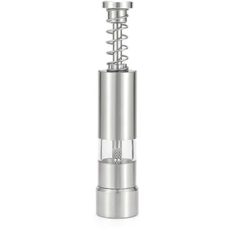 Moulin à Poivre à Pression Pouce, Broyeur d'Épices en Acier Inoxydable avec Support Métallique (1/4)