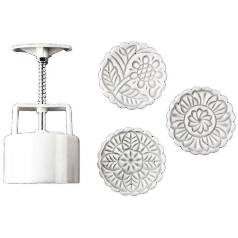 Moule à mooncake 150g avec 3 tampons fleuris pour pâtisserie DIY - Matériel de cuisson pour Fête de la Mi-Automne (1/4)