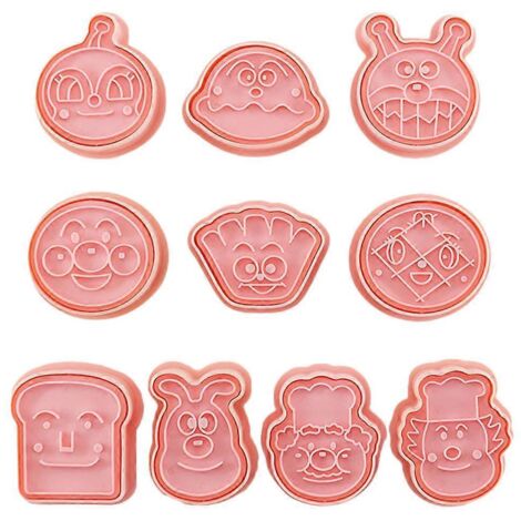 10 Pièces Emporte-Pièces et Tampons Anpanman pour Pâtisserie Créative (1/4)