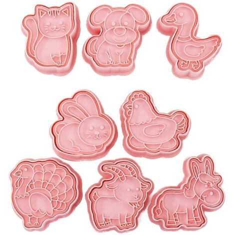 8 Pièces Emporte-Pièces Biscuits en Plastique, Tampons à Cookies DIY pour Gâteaux, Ustensile de Cuisine (1/4)