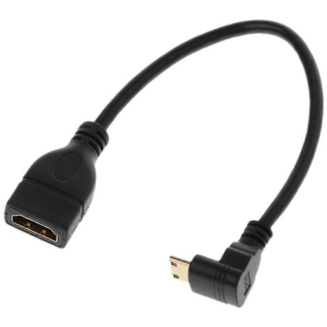 Câble HDMI Mini USB Mâle à 90° avec Connecteur Femelle HDMI Courbé (1/4)