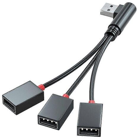 Câble séparateur USB 3 en 1 avec 3 ports, adaptateur USB Type-C - Courbé à gauche (1/4)