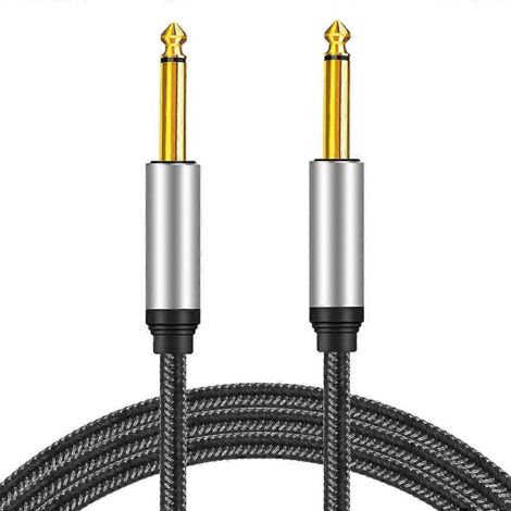 Câble Instrument Mono Jack 6.35mm TS Droit Mâle-Mâle avec Connecteur en Alliage - 1 Mètre (1/4)