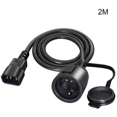 Adaptateur IEC320-C14 Mâle vers EU4.8mm Femelle avec Bouchon Anti-Poussière - Câble d'Alimentation 2m (1/4)