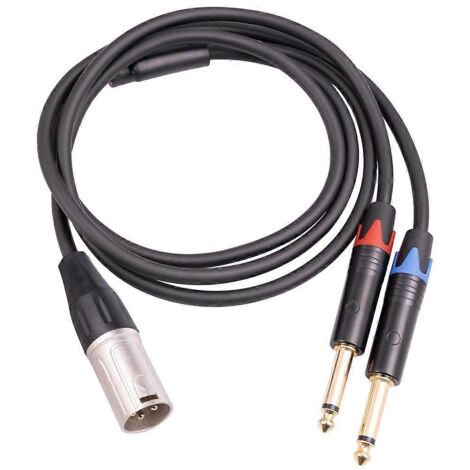 1 Câble Audio Microphone XLR Mâle vers 2 Jacks 6.35mm TS Mono - 1 Mètre (1/4)