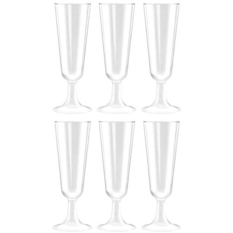 Lot de 6 flûtes à champagne en plastique de 150 ml, idéal pour le vin rouge et les cocktails. (1/4)