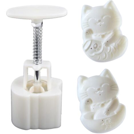 Moule à Mooncake en Forme de Chat 50g en Plastique pour Pâtisserie