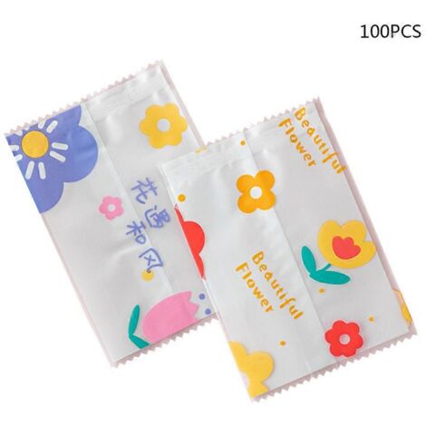 Sachet plastique pour gâteaux de lune avec impression fleurs délicates transparent (1/4)