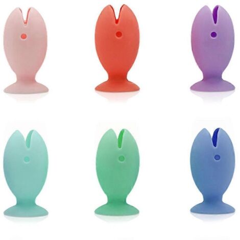 6 pièces Porte-brosse à dents en Silicone Poissons, Rangement Multifonction Amusant pour Salle de Bain (1/4)