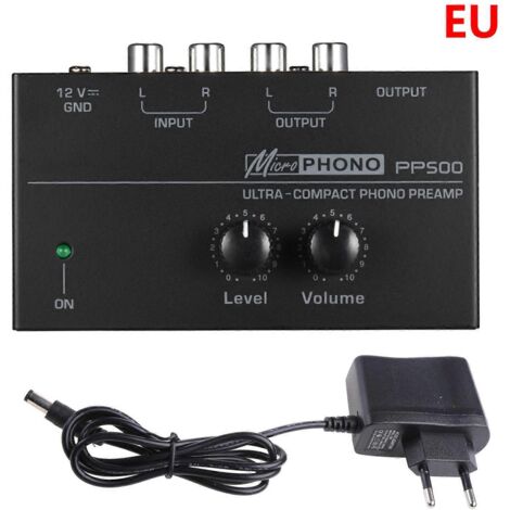 Préamplificateur Phono PP500 avec Contrôles de Volume RCA et Sortie 1/4" TRS pour Platine Vinyle - Alimentation UE (1/4)