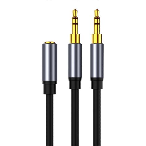 Adaptateur Audio 3.5mm Femelle vers 2 Mâles pour Casque - Double Sortie (1/4)