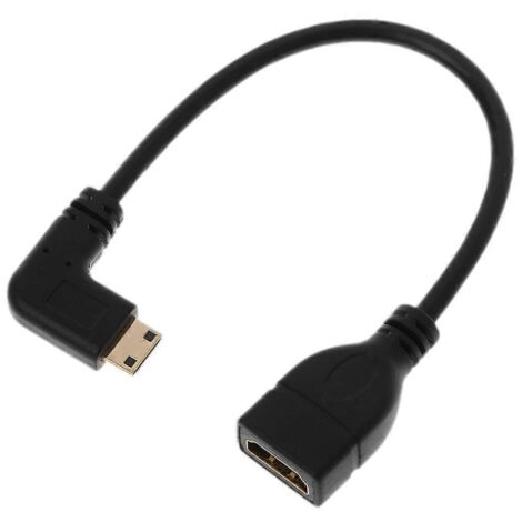Câble HDMI Mini USB Mâle à HDMI Femelle Angle Droit 90 Degrés (1/4)