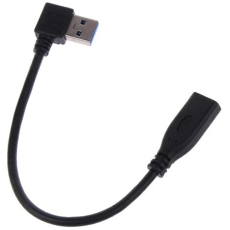 Adaptateur USB 3.1 coudé 20cm mâle vers USB-A pour transfert de données et charge rapide (1/4)